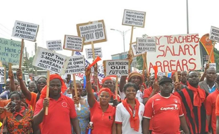Unpaid teachers demonstrating over salary arrears