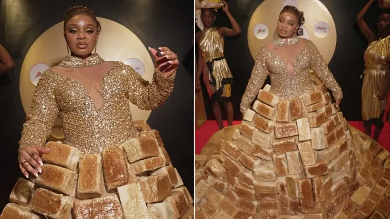 Dress made from 500 loaves stuns African film awards