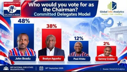 John Boadu leads NPP chairmanship race with 48% – Global InfoAnalytics